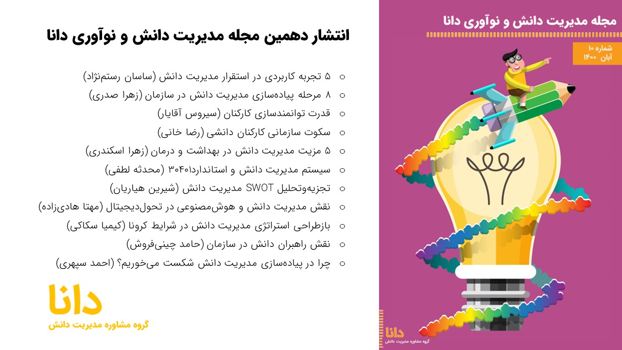 دهمین مجله مدیریت دانش و نوآوری دانا